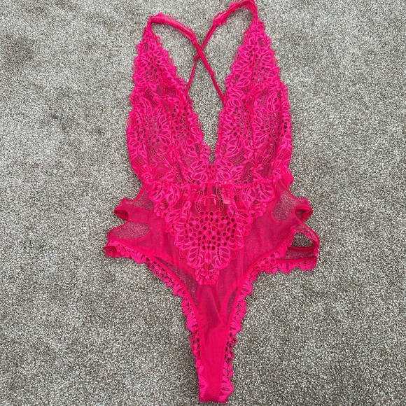 Victoria's Secret Other - New NWT Victoria’s Secret Very Sexy, Lace Cut Out, Bright Pink, Teddy, Lingerie